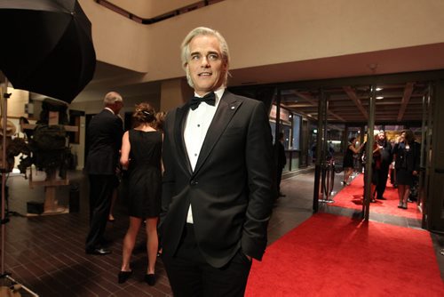 Hyena Road Director and costar Paul Gross makes his way down the red carpet into the Centennial Concert Hall Wednesday evening just prior to an exclusive screening of the show.   Sept 23, 2015 Ruth Bonneville / Winnipeg Free Press