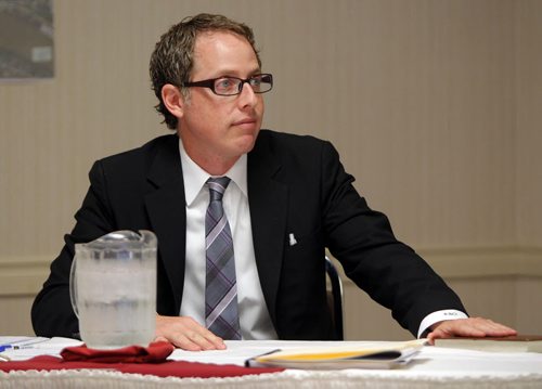 The Parker retention pond inquiry. Held at the Charterhouse Hotel. Witness Steve Offman, senior environmental scientist with KGS Group, lead consulting firm on the retention pond project. BORIS MINKEVICH / WINNIPEG FREE PRESS PHOTO Sept. 24, 2015