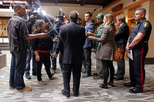 Training workshop currently underway on the topic of Fair and Impartial Policing. Winnipeg Police Service Deputy Chief Danny Smyth talk to the media at the Canad Inns Polo Park. BORIS MINKEVICH / WINNIPEG FREE PRESS PHOTO Sept. 24, 2015