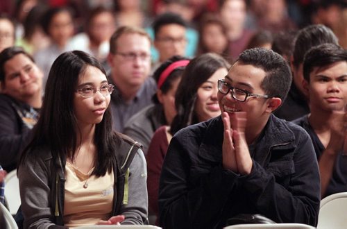 All Candidates debate at Sisler High Thursday afternoondraws applause from some of the student audience. See story. September 24, 2015 - (PHIL HOSSACK / WINNIPEG FREE PRESS)