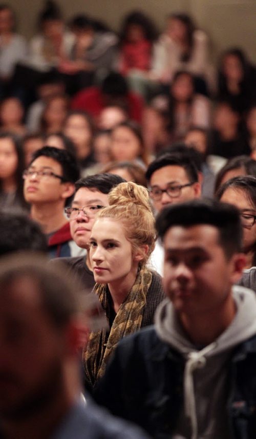 All Candidates debate at Sisler High Thursday afternoon drew over a hundred students from class. See story. September 24, 2015 - (PHIL HOSSACK / WINNIPEG FREE PRESS)