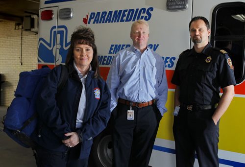 Emergency Program in the Community (EPIC).  Karen Martin, paramedic who works mainly with the community paramedic program, Dr. Robert Grierson, medical director, Winnipeg Fire and Paramedic Service, and Ryan Sneath, director of the community paramedic program with WFPS. BORIS MINKEVICH / WINNIPEG FREE PRESS  Sept. 28, 2015