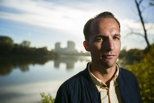 Rob Galston, city planning masters student at the University of Manitoba, talks about the many facets of Point Douglas for the Rivers Project in Winnipeg on Tuesday, Sept. 29, 2015.