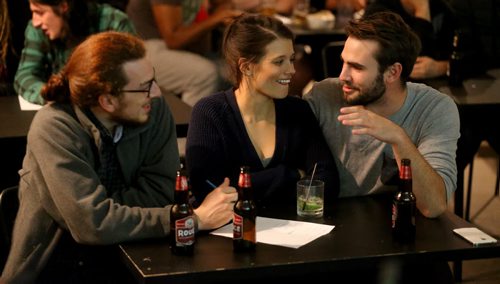 From left, Tyler Ibrahim, Joanna Vaccaro and Brent Biglow. Intersection. TV Trivia Night at Handsome Daughter featuring the show, It's Always Sunny in Philadelphia, Wednesday, September 30, 2015. (TREVOR HAGAN/WINNIPEG FREE PRESS) - for dave sanderson