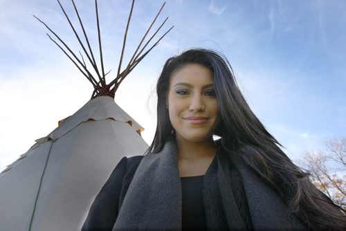 Mrs. Universe Ashley Callingbull-Burnham a 25 yrs from Alberta's Enoch Cree Nation visited the University of Manitoba's Indigenous Student Centre Friday- See Jen Zoratti  Story- Oct 02, 2015   (JOE BRYKSA / WINNIPEG FREE PRESS)