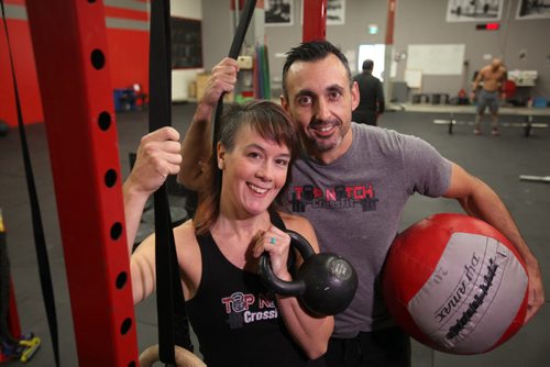 Val and Darren Champagne who own Top Notch CrossFit will be hosting event in support of Canadian Breast Cancer Foundaion. See Billeck story.    Oct 03, 2015 Ruth Bonneville / Winnipeg Free Press