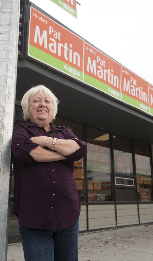 DAVID LIPNOWSKI / WINNIPEG FREE PRESS 151004  Lorraine Sigurdson is Pat Martin's campaign manager, and is pictured at HQ on Portage Avenue Sunday October 4, 2015.