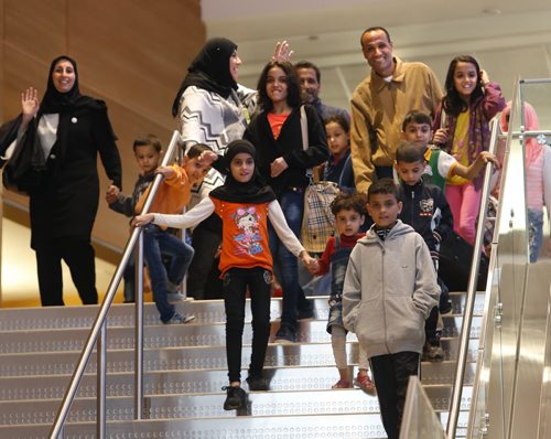 24 Syrians arrive at the  James A Richardson International Airport Monday afternoon and were greeted by family and volunteers. They've been living in a refugee camp for more than a year and were privately sponsored to come to Canada.  Carol Sanders story  Wayne Glowacki / Winnipeg Free Press October 5 2015