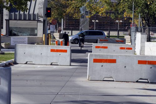 Sharp Blvd has cement security blocks in front of the Airforce Base. BORIS MINKEVICH / WINNIPEG FREE PRESS  OCT 6, 2015