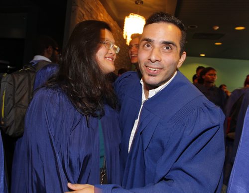 Graduation at the International College of Manitoba. Carole Yan and Mehrdad Kadkhodaeimohammadabadi. BORIS MINKEVICH / WINNIPEG FREE PRESS  OCT 7, 2015