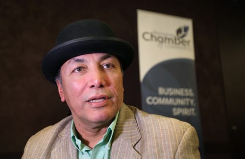 Long Plain First Nation Chief, Dennis Meeches was one of the speakers at the Urban Reserves luncheon which which was a combination of Aboriginal Chamber of Commerce & Wpg Chamber of Commerce coming together to explore potential opportunities in Wpg at the Convention Centre Thursday. See MA story.    Oct 08, 2015 Ruth Bonneville / Winnipeg Free Press