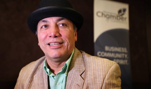 Long Plain First Nation Chief, Dennis Meeches was one of the speakers at the Urban Reserves luncheon which which was a combination of Aboriginal Chamber of Commerce & Wpg Chamber of Commerce coming together to explore potential opportunities in Wpg at the Convention Centre Thursday. See MA story.    Oct 08, 2015 Ruth Bonneville / Winnipeg Free Press