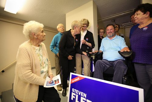 Charleswood-Assiniboia-Headingley MP, Steven Fletcher meets with residents and supporters in the Courts of St. James Tea Room Thursday morning.    See Kristin Annable story.  Oct 08, 2015 Ruth Bonneville / Winnipeg Free Press