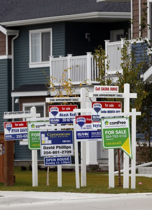 Finance. For Sale signs for condos in South Pointe.  Its to go with a story on Septembers MLS sales and housing start numbers. It was a good month for both MLS sales and housing starts. Murray McNeill story.  Wayne Glowacki / Winnipeg Free Press October 8 2015