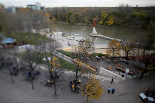 Marina, docks, lighthouse, Assiniboine River. At The Forks. For RIVER PROJECT Sunday, October 11, 2015. (TREVOR HAGAN/WINNIPEG FREE PRESS) tilt shift