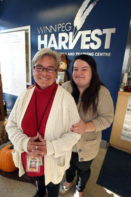 Portrait of Kerry Weyman and her daughter Rebecca Trudeau at Winnipeg Harvest. BORIS MINKEVICH / WINNIPEG FREE PRESS  OCT 13, 2015