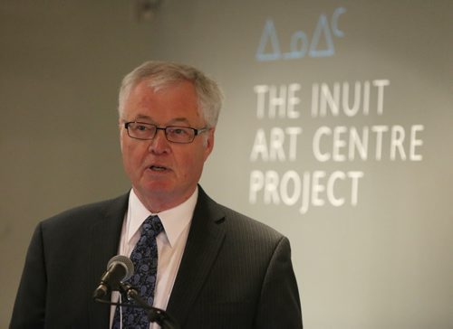 Richard Frost, CEO of the Winnipeg Foundation speaks at the announcement of the planned Inuit Art Centre at the WAG on Oct. 14, 2015. The Winnipeg Art Gallery is working towards the creation of an Inuit Art Centre, to which the Winnipeg Foundation is making a grant of $950,000. The centre will be an innovative programming hub that celebrates Inuit art and indigenous cultures through exhibitions, research, education and art making. The WAG holds in trust the worlds largest public collection of contemporary Inuit art. With more than 13,000 pieces, the collection represents half of the WAGs total permanent art collection. Photo by Jason Halstead/Winnipeg Free Press