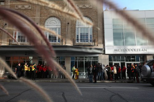 Downtown Biz hold press conference on Donald St. in front of the Met (across from MTS Centre) Thursday morning announcing enhanced presence of Watch and Clean-Team greeters to help people feel a sense of safety and welcome when attending events in the area.  Oct 15, 2015 Ruth Bonneville / Winnipeg Free Press play