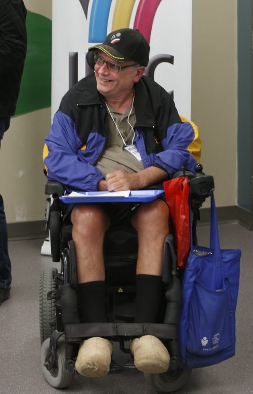 Ken Shachtay was interviewed about problems with Winnipeg Handi Transit at a media event held at the Independent Living Resource Centre Thursday. Kevin Rollason Wayne Glowacki / Winnipeg Free Press October 15 2015