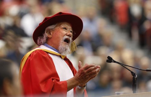 Dr. David Suzuki received an Honorary Doctor of Science and addressed the graduates at the University of Winnipegs 2015 Autumn Convocation Friday, October 16 in the Duckworth Centre.    Nick Martin Wayne Glowacki / Winnipeg Free Press October 16 2015
