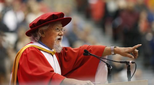 Dr. David Suzuki received an Honorary Doctor of Science and addressed the graduates at the University of Winnipegs 2015 Autumn Convocation Friday, October 16 in the Duckworth Centre.   Nick Martin Wayne Glowacki / Winnipeg Free Press October 16 2015