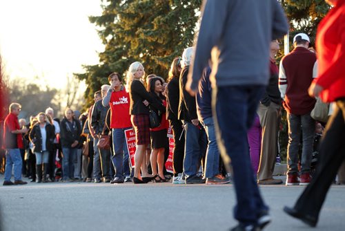 Liberal supporters wait in long lineups to get a chance to get inside the St. James Civic Centre Saturday night to see their leader, Justin Trudeau speak.     Oct 17, 2015 Ruth Bonneville / Winnipeg Free Press play