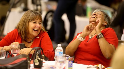 Gail Asper and Irene D'Souza watch election restults come in at Jim Carr's Liberal election party, Monday, October 19, 2015. (TREVOR HAGAN/WINNIPEG FREE PRESS)