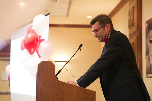 Liberal supporters celebrate Doug Eyolfson's win at a Holiday Inn in Winnipeg on Monday, Oct. 19, 2015.   (Mikaela MacKenzie/Winnipeg Free Press)