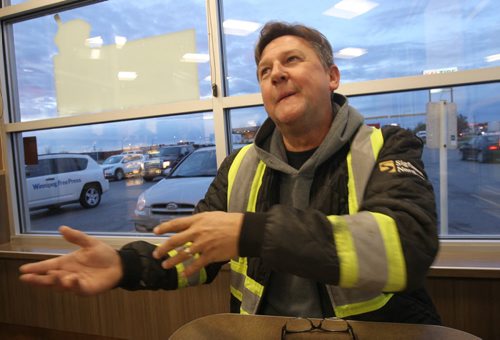 Truck driver Stacey Kaul comments on results of last nights election-See  Bill Redekop after election streeter-Oct 20, 2015   (JOE BRYKSA / WINNIPEG FREE PRESS)