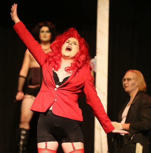 Elizabeth Whitbread (Magenta) performs during dress rehearsal for The Rocky Horror Show at The Park Theatre on Oct. 21, 2015. The show opens Oct. 22. Photo by Jason Halstead/Winnipeg Free Press