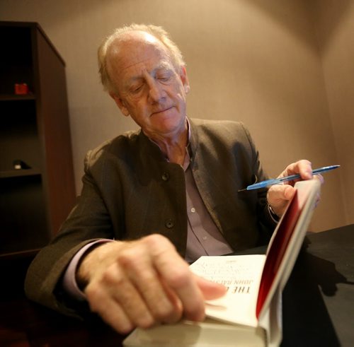 John Ralson Saul and his book, for Aled Paul story, Thursday, October 22, 2015. (TREVOR HAGAN/WINNIPEG FREE PRESS)