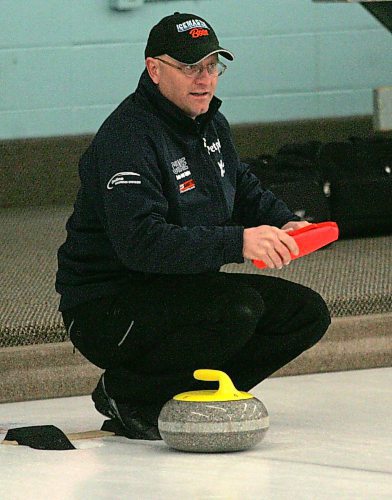 BORIS MINKEVICH / WINNIPEG FREE PRESS  080110 City and district curling zone playdown. Curler Randy Dutaine curls at Pembina Curling Club.