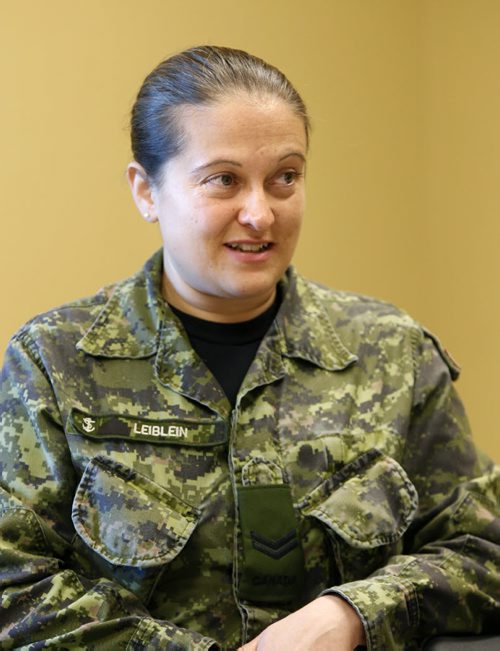 Leading Seaman Jessica Leiblein is with 2PPCLI at the CFB Shilo.  Although she currently has a navy rank as she has transferred to a different career path within the CAF she was an infantry soldier with the 2PPCLI during OP MEDUSA in Afghanistan in 2006-07.Kevin Rollason story. Wayne Glowacki / Winnipeg Free Press October 22 2015