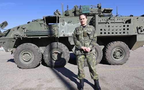 49.8  Leading Seaman Jessica Leiblein is with 2PPCLI at the CFB Shilo. Jessica is standing beside a LAV (Light Armoured Vehicle).  Although she currently has a navy rank as she has transferred to a different career path within the CAF she was an infantry soldier with the 2PPCLI during OP MEDUSA in Afghanistan in 2006-07. Jessica is standing beside a LAV (Light Armoured Vehicle). Kevin Rollason story. Wayne Glowacki / Winnipeg Free Press October 22 2015