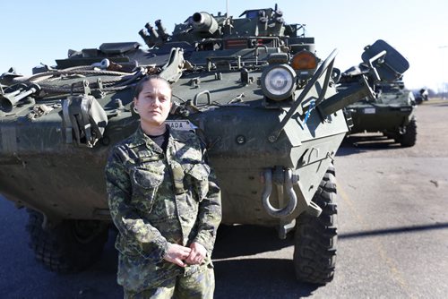 49.8  Leading Seaman Jessica Leiblein is with 2PPCLI at the CFB Shilo. Jessica is standing beside a LAV (Light Armoured Vehicle). Although she currently has a navy rank as she has transferred to a different career path within the CAF she was an infantry soldier with the 2PPCLI during OP MEDUSA in Afghanistan in 2006-07.  Jessica is standing beside a LAV (Light Armoured Vehicle). Kevin Rollason story. Wayne Glowacki / Winnipeg Free Press October 22 2015