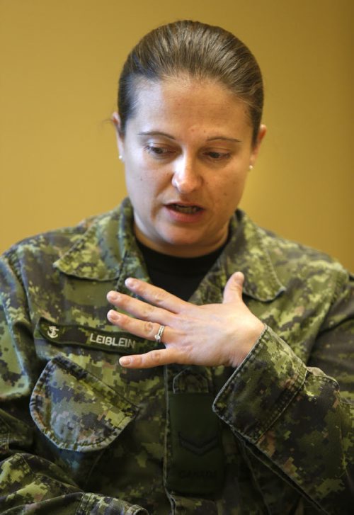 Leading Seaman Jessica Leiblein is with 2PPCLI at the CFB Shilo.  Although she currently has a navy rank as she has transferred to a different career path within the CAF she was an infantry soldier with the 2PPCLI during OP MEDUSA in Afghanistan in 2006-07.Kevin Rollason story. Wayne Glowacki / Winnipeg Free Press October 22 2015