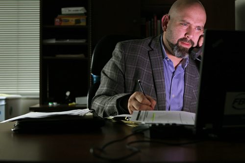 Nate Brideau  Corporate Tax Specialist, Business Consultant with FBC works in his office on Portage Ave.  He recently helped a client deal with a scam artist trying to bill her with close to $5,000 of charges. See Kevin Rollason's story.   Oct 23, 2015 Ruth Bonneville / Winnipeg Free Press