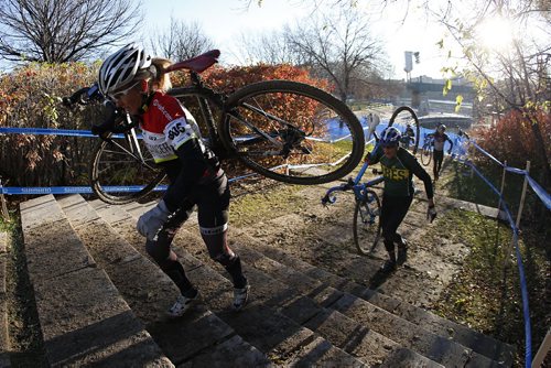 October 24, 2015 - 151024  -  Athletes compete in the Canadian Cyclocross Championships at The Forks Saturday, October 24, 2015. John Woods / Winnipeg Free Press