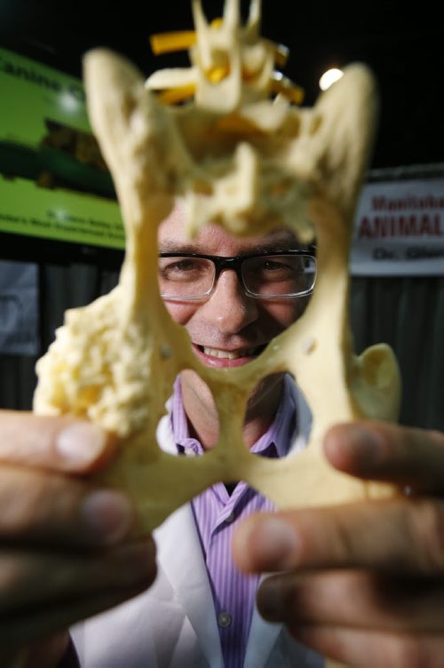 October 24, 2015 - 151024  -  Dr Glenn Bailey, DC, shows off his animal chiropractic services at the first Winnipeg Pet Show at the Convention Centre Saturday, October 24, 2015. John Woods / Winnipeg Free Press