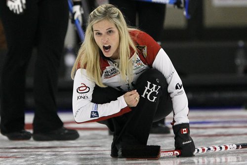 October 25, 2015 - 151025  -  Jennifer Jones competes against Tracy Fleury in the semi-finals of the Women's Classic in Portage La Prairie Sunday, October 25, 2015.  John Woods / Winnipeg Free Press