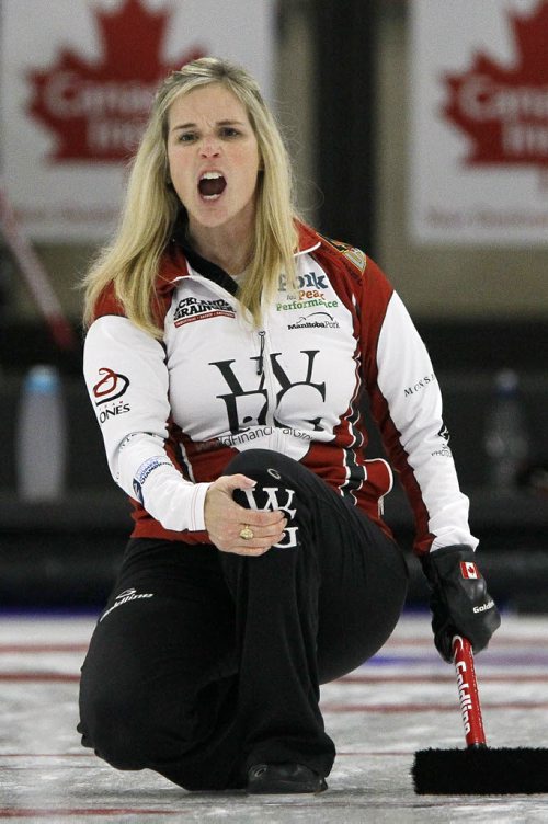 October 25, 2015 - 151025  -  Jennifer Jones competes against Tracy Fleury in the semi-finals of the Women's Classic in Portage La Prairie Sunday, October 25, 2015.  John Woods / Winnipeg Free Press