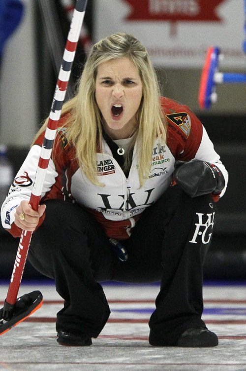 October 25, 2015 - 151025  -  Jennifer Jones competes against Tracy Fleury in the semi-finals of the Women's Classic in Portage La Prairie Sunday, October 25, 2015.  John Woods / Winnipeg Free Press