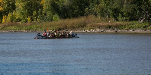 Members of the Brigade de La Riviere Rouge, a group that dresses in period costumes and gathers together to paddle special ten person canoes similar to what would have been used on the Red and Assiniboine Rivers. 150920 - Tuesday, September 22, 2015 -  MIKE DEAL / WINNIPEG FREE PRESS