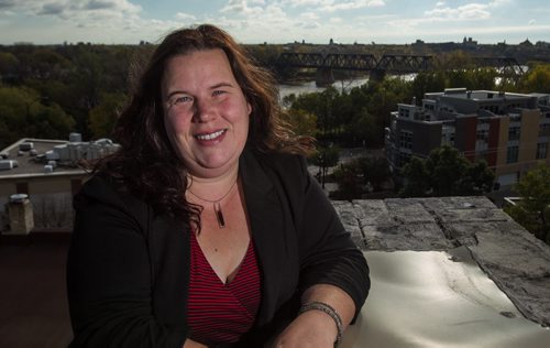 Monica Giesbrecht of HTFC Planning and Design, a big proponent of development along the Seine River, on the roof of their office building just off of Waterfront Drive. 151006 - Tuesday, October 06, 2015 -  MIKE DEAL / WINNIPEG FREE PRESS
