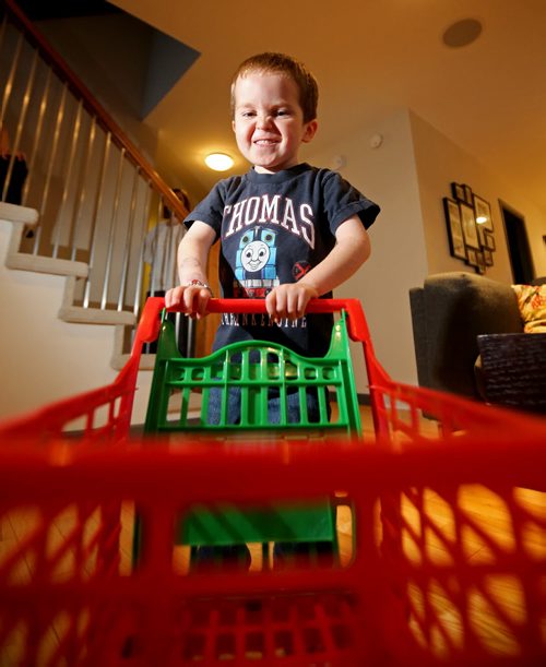 Max Bannister, 4, has been chosen by Starlight Canada , a charity that helps sick kids, to run through Toys'R'Us to get free toys, Monday, October 26, 2015. (TREVOR HAGAN/WINNIPEG FREE PRESS)