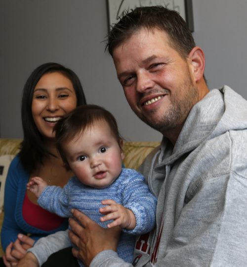 US army deserter Joshua Key at home in St. Norbert with his wife Alexina and son Skye, 7mos.     Editorial by Lesley Hughes.Wayne Glowacki / Winnipeg Free Press October 28 2015
