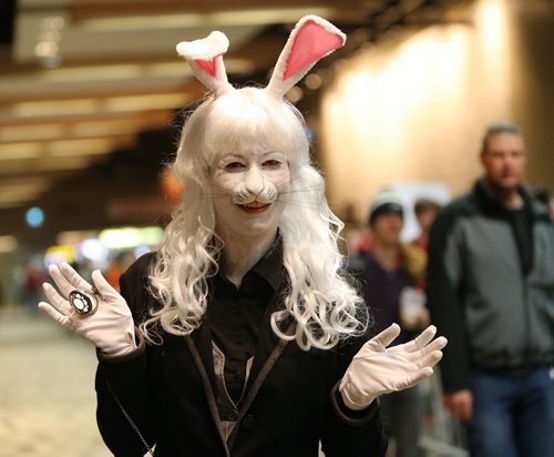 Robyn Ross shows off her White Rabbit costume at Central Canada Comic Con at RBC Convention Centre Winnipeg on Oct. 31, 2015. Photo by Jason Halstead/Winnipeg Free Press