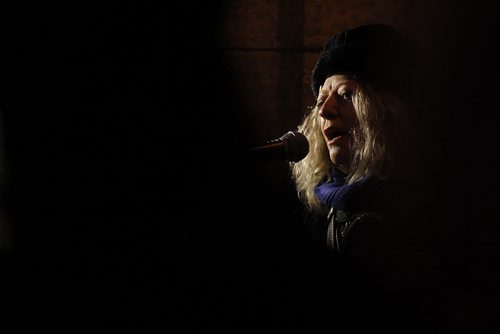 November 1, 2015 - 151101  -  Reid Bricker's mother Bonnie speaks as people gather for a vigil at the Legislature Sunday, November 1, 2015. Bricker, who suffers from depression, went missing October 23 after being released from a hospital after 3am. John Woods / Winnipeg Free Press