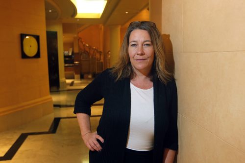 Manitoba Criminal Justice Association event at the Fort Garry Hotel  - pic of Keynote speaker  Calgary mother Christianne Boudreau whose son Damian Clairmont, 22, was killed in 2014 fighting for ISIS  She is telling other parents how to avoid what happened with her son. For sanders story. BORIS MINKEVICH / WINNIPEG FREE PRESS  NOV 5, 2015