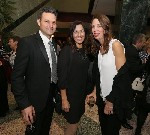 L-R: John Ostermann (St. Paul's building and grounds manager), Jackie Van De Mosselaer and Kristina Ostermann at the St. Paul's High School Ignatian Challenge Award Tribute Dinner on Nov. 3 at the RBC Convention Centre Winnipeg. Photo by Jason Halstead/Winnipeg Free Press